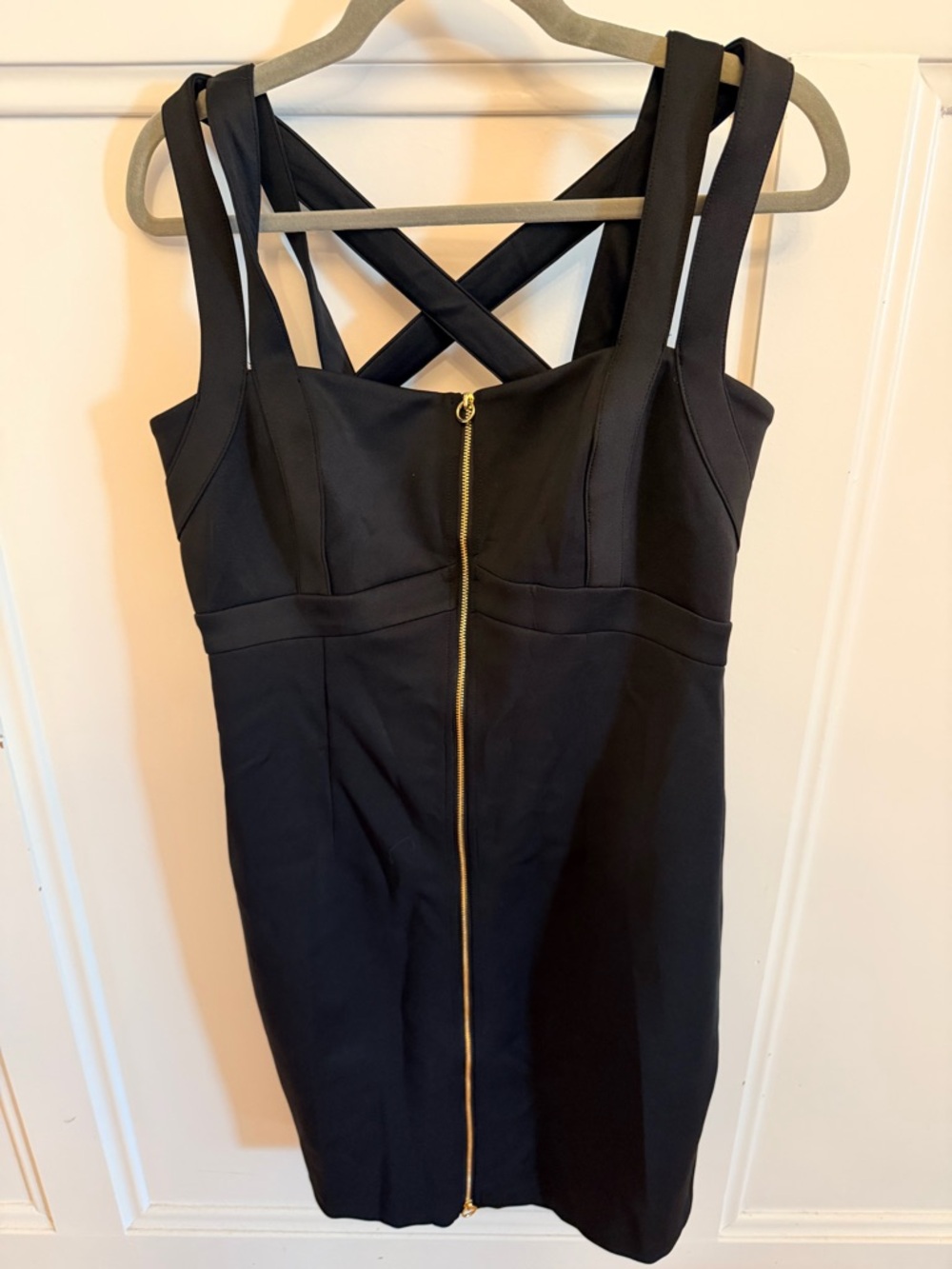 Calvin Klein Black Cocktail Dress with Gold Zipper Detail